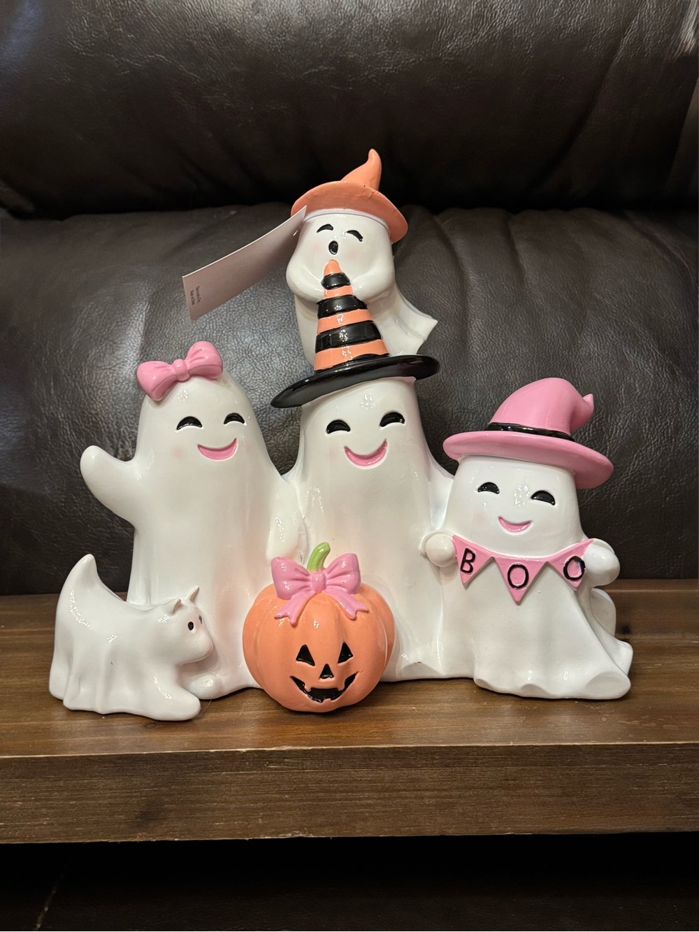 Festive Pink & Orange Ghost Figurine Set - Home Accents